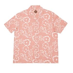 Common People Hugo Print Button Down Cotton Short Sleeve Shirt